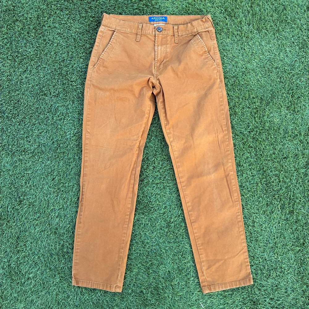 Arizona Jean Co Mens 31x29 Chino Pants Orange Brown Slim Straight Trousers